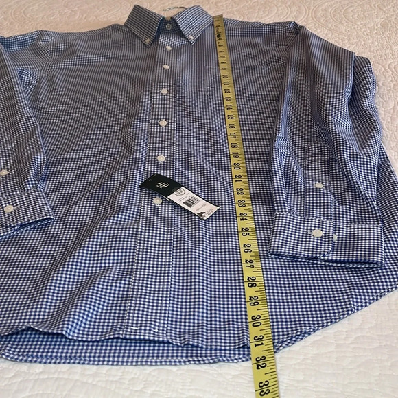NWT LRL Cotton Dress Shirt Long Sleeve Men's 16.5 34/35 Blue White Check Preppy - Picture 11 of 16